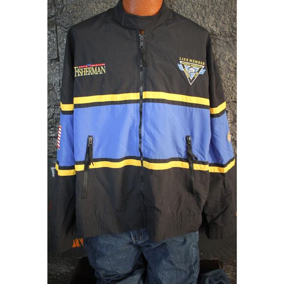 Vintage North American Fisherman Jacket XXL – Embroidered Outdoors Windbreaker